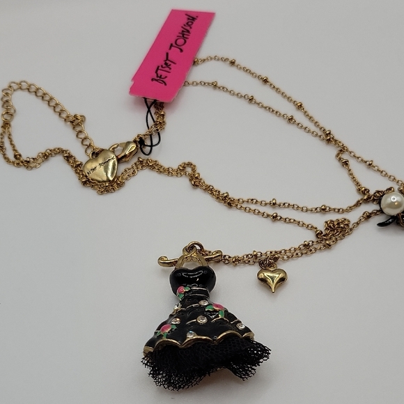 Betsey Johnson Black and Gold Dress Charm Necklace - Picture 5 of 9